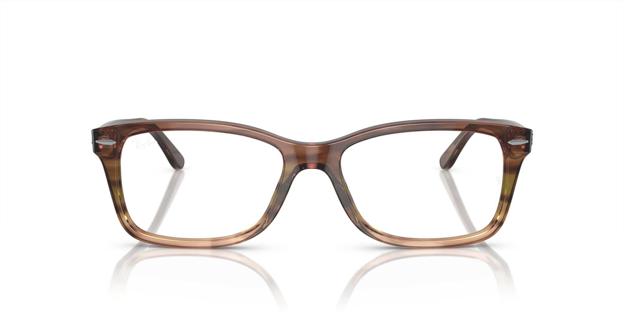 Photo 1 of Ray-Ban RX5428F Low Bridge Fit Square Prescription Eyewear Frames, Striped Brown Gradient Green/Demo Lens, 55 mm