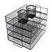 4 Tier Letter Tray With Pen Holder Stackable Office Paper Organizer for Desktop Document File Black Color