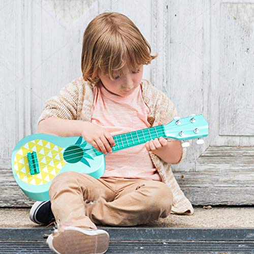 YOLOPLUS+ Kids Ukulele Guitar Toy Simulation 4 Strings Children Musical Instruments Educational Learning for Toddler Beginner Keep Tone Anti-Impact (21 Inch Pineapple) - Thumbnail 5