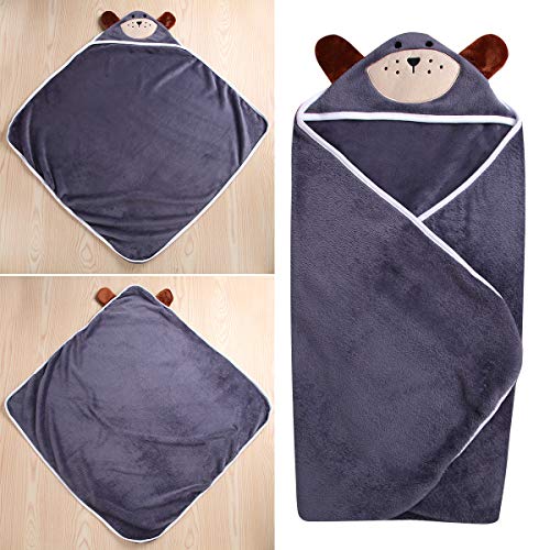 Baby Hooded Towel Flannel Washcloth Bath Blanket, Yinuoday Premium Absorbent Soft Infant Toddler Cute Animal Hooded Bath Towel Baby Shower Gift for Baby Boys and Girls/31" X 31" - Thumbnail 7