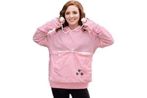 ALYC Unisex Hoodies Pet Holder Cat Dog Large Pouch Carriers Pullover with Cat Printing Sweatshirt