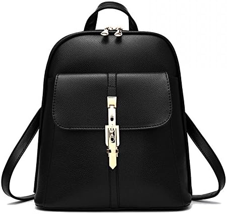 MSXUAN Fashion PU Leather Backpack Shoulder Bag Rucksack Travel Bag (M003-Black)