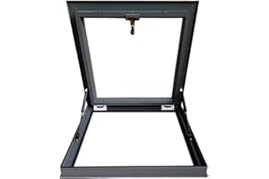Large Egress Roof Window, Manual Venting Deck Installation Skylight Without Glass, Heavy Duty Roof Access Hatch for Attic/Sun