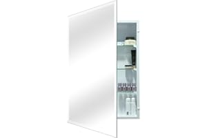 HESONTH Bathroom Medicine Cabinet with 22"x30" Frameless Mirror, Rectangular Beveled Frameless Mirror Cabinet,Wall Mounted Cabinet for Bathroom Toilet Kitchen,Recess or Surface Mount Installation