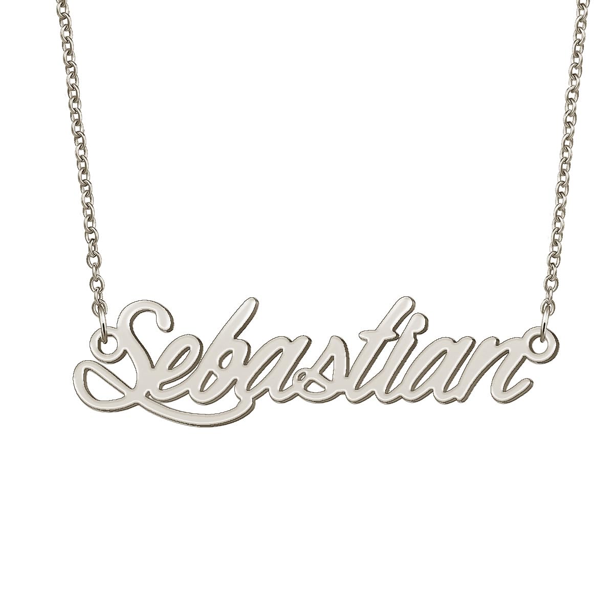 BYBWBL Sebastian Name Pendant Necklace Silver Color