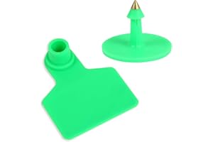GMXZX Blank Cattle Ear Tags - 100PCS Plastic Livestock Ear Tags Farm Animal Tags ID Tags Red Yellow Green Blue Orange Ear Tagger Cattle Ear Tags for Cow Cattle Sheep Goats Pigs Hogs Mark Label (Green)