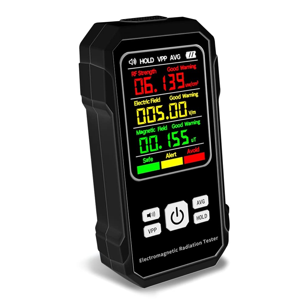 Opuorcy Electromagnetic Radiation Detector Electric Magnetic Field Tester Meter RF Strength Detection Device with Sound Alarm(A)