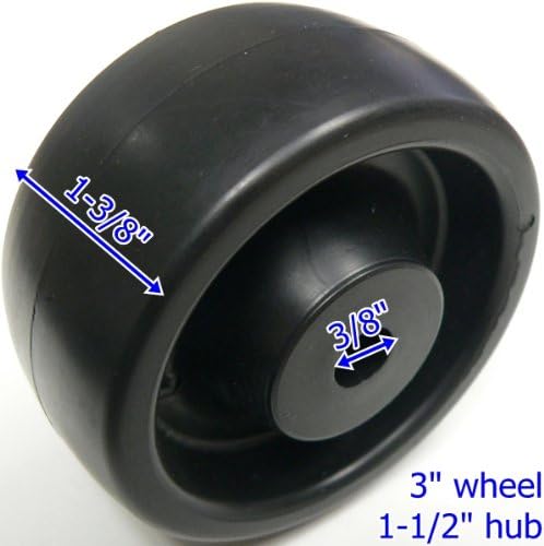 Oajen 3" x 1-3/8" plastic wheel, 3/8" bore, pack of 4