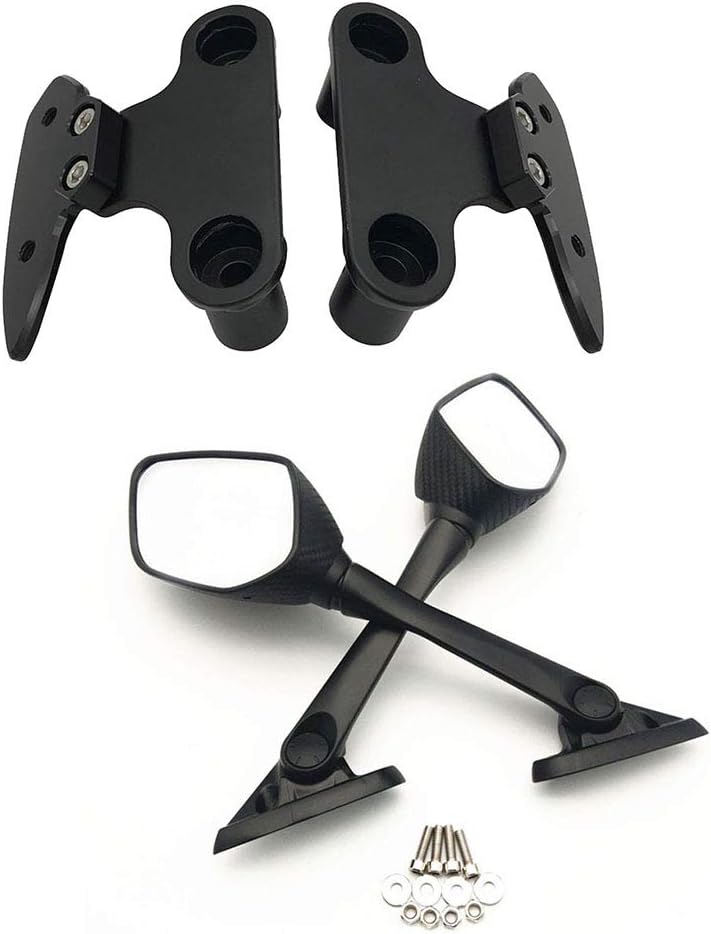 Semspeed Motorcycle Handlebar Rearview Side Mirrors with Mirror Transfer Bracket for Yamaha X-max 250 300 2017 2018 2019. (Black)