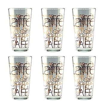6er Set Latte Macchiato Glas 39cl stapelbar Coffee Dekor