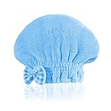 SOFTOWN Microfiber Hair Drying Towel Cap Super Absorbent for Short Hair, 1 Pack, Blue, 9 x 12 inch
