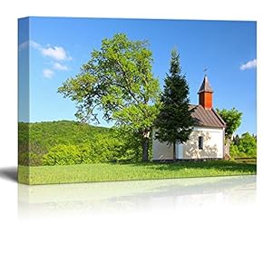 Canvas Prints Wall Art - Beautiful Autumn Scenery/Landcape with Chapel in Eastern Europe | Modern Wall Decor/Home Decoration Stretched Gallery Canvas Wrap Giclee Print & Ready to Hang - 12" x 18"
