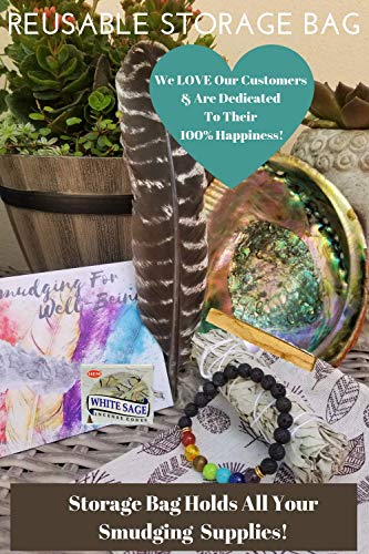 Sage Kit - 9 Spiritual Smudge Kit Gifts for Cleansing: White Sage & Blue Sage Bundles, Palo Santo, Sage Incense, Smudge Feather - Smudge Sticks Bulk (9 ITEM Smudging Variety Pack, XL Shaman Bag Set)
