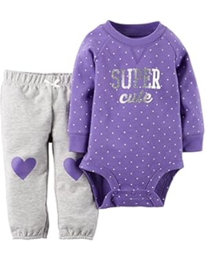 Baby Girls' 2-Piece Bodysuit and Pant Set (18 Months, Purple)