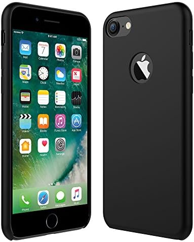 iPhone 7 Case, PENJOY Premium Liquid Silicone Gel Rubber Slim Fit Soft Shockproof Protective Case with Microfiber Cloth Lining Cushion for Apple iPhone 7 4.7 inch (2016), Black