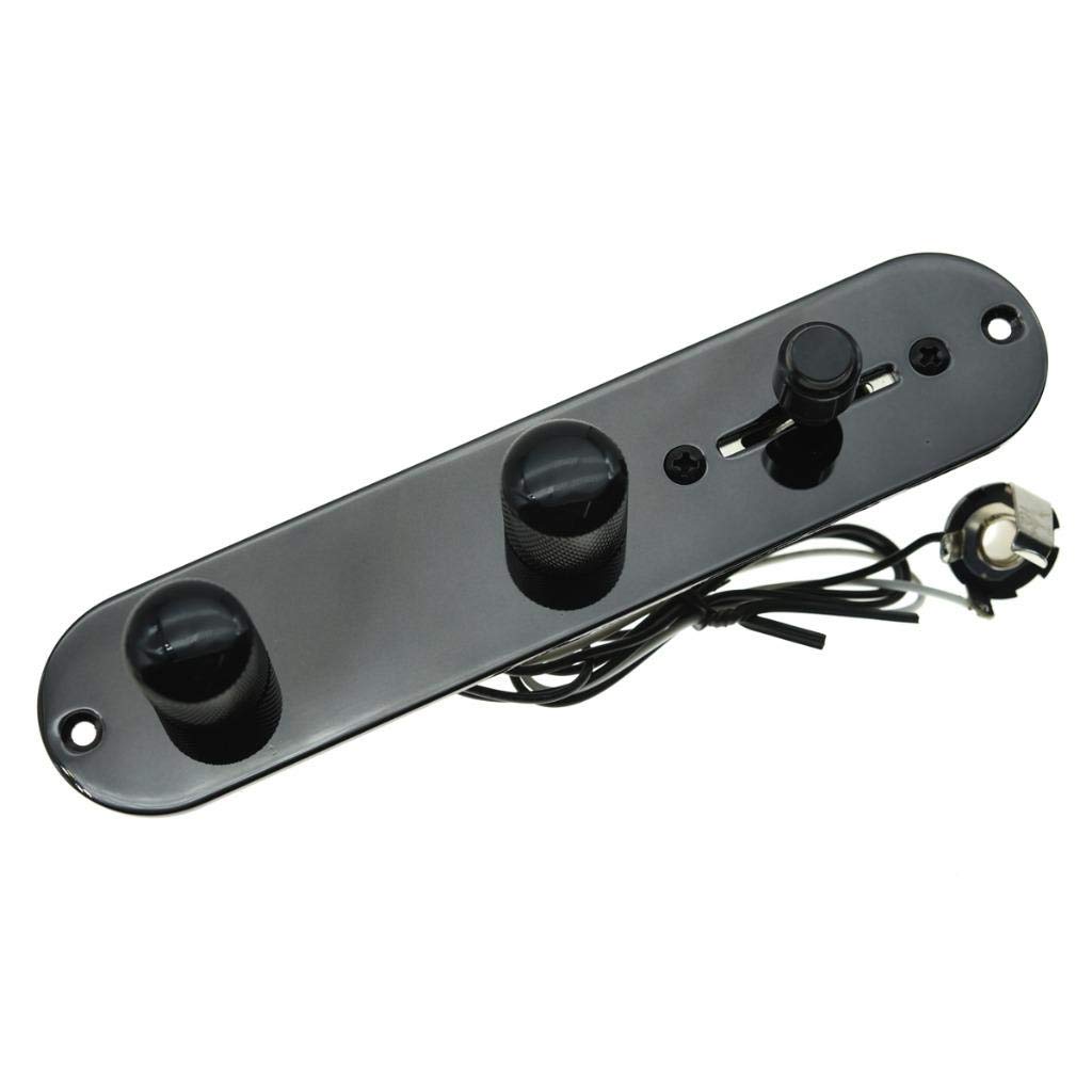 KAISH Fully Loaded Control Plate Pre-Wired 3-Way Control Plate with Wiring Harness for Telecaster/Tele Black