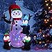 Kemper King 6 Foot Christmas Inflatables Snowman with Penguins, Airblown Inflatable Snowman with Red Hat/Branch Hands/Scarf, Lighted for Home Outdoor Yard Lawn Decoration