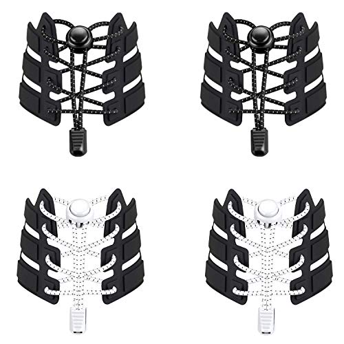 Udaily 4 Pairs No Tie Shoelaces for Kids and Adults, Elastic Shoe Laces for Sneaker - Thumbnail 6