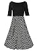 oxiuly Women's Vintage Patchwork Pockets Puffy Swing Casual Party Work Dress OX165 (Black, L)