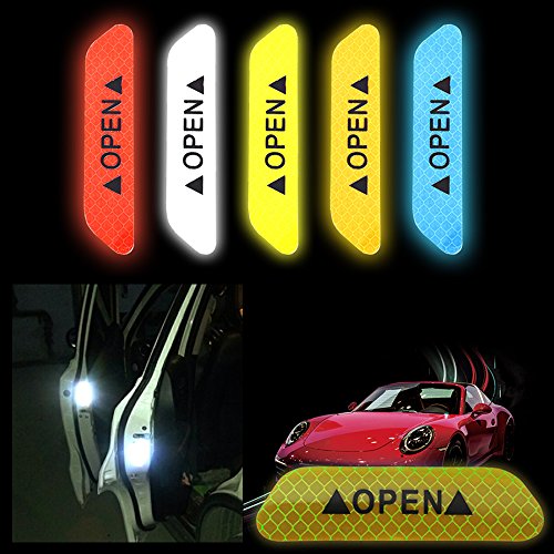 Autumn Water 4Pcs Universal Auto driving Safety Reflective Tape Open Sign Warning Mark Tail Rear Car Door strip Stickers Practical Car supply