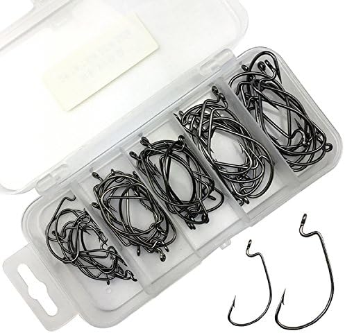 Thekuai Fishing Hooks High Carbon Steel Size Saltwater Freshwater with Plastic Box
