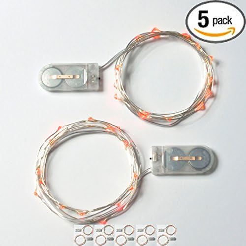 RTGS 2 Sets 15 Red Color Micro LED String Lights Battery Operated on 6 Feet Silver Wire (5)