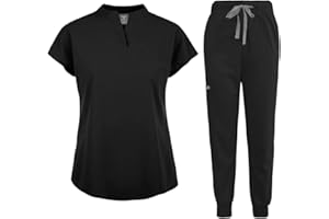 niaahinn Scrubs Set for Women Nurse Uniform Jogger Suit Stretch Top & Pants with Multi Pocket for Nurse Esthetician Workwear
