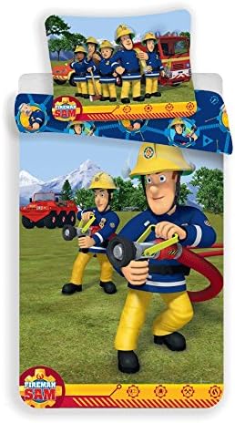 Jerry Fabrics Fireman Sam Character Children's Bedding with Zipper and 70 x 90 cm Pillow Case, Cotton, Multi-Colour, 200 x 140 x 0.5 cm