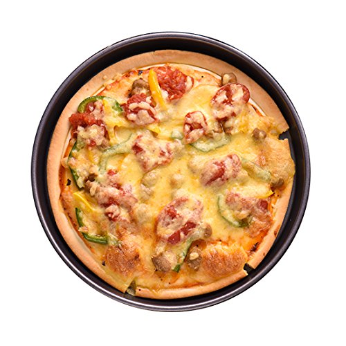 Bakeware Set, Yamix 3Pcs Set Carbon Steel Nonstick Kitchenware Baking Pan Round Pizza Pan Pizza Tray - Black - Thumbnail 3