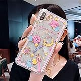 for iPhone Xs Max Case Cover, Japan Anime Cartoon Sailor Moon Case Shockproof Air Cushion Silicone Soft Phone Case Back Cover for iPhone Xs Max XR 6S 7 8 Plus (Moon, for iPhone 7/8)