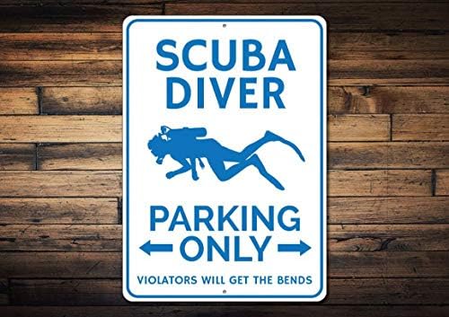Ugtell Light Up Signs Scuba Diver Parking Sign, Scuba Decor, Scuba Diver Gift, Gift for Scuba Lover, Scuba Diving Aluminum Quality Metal Signs 8 X 12 Inch Small Art for Sale Online