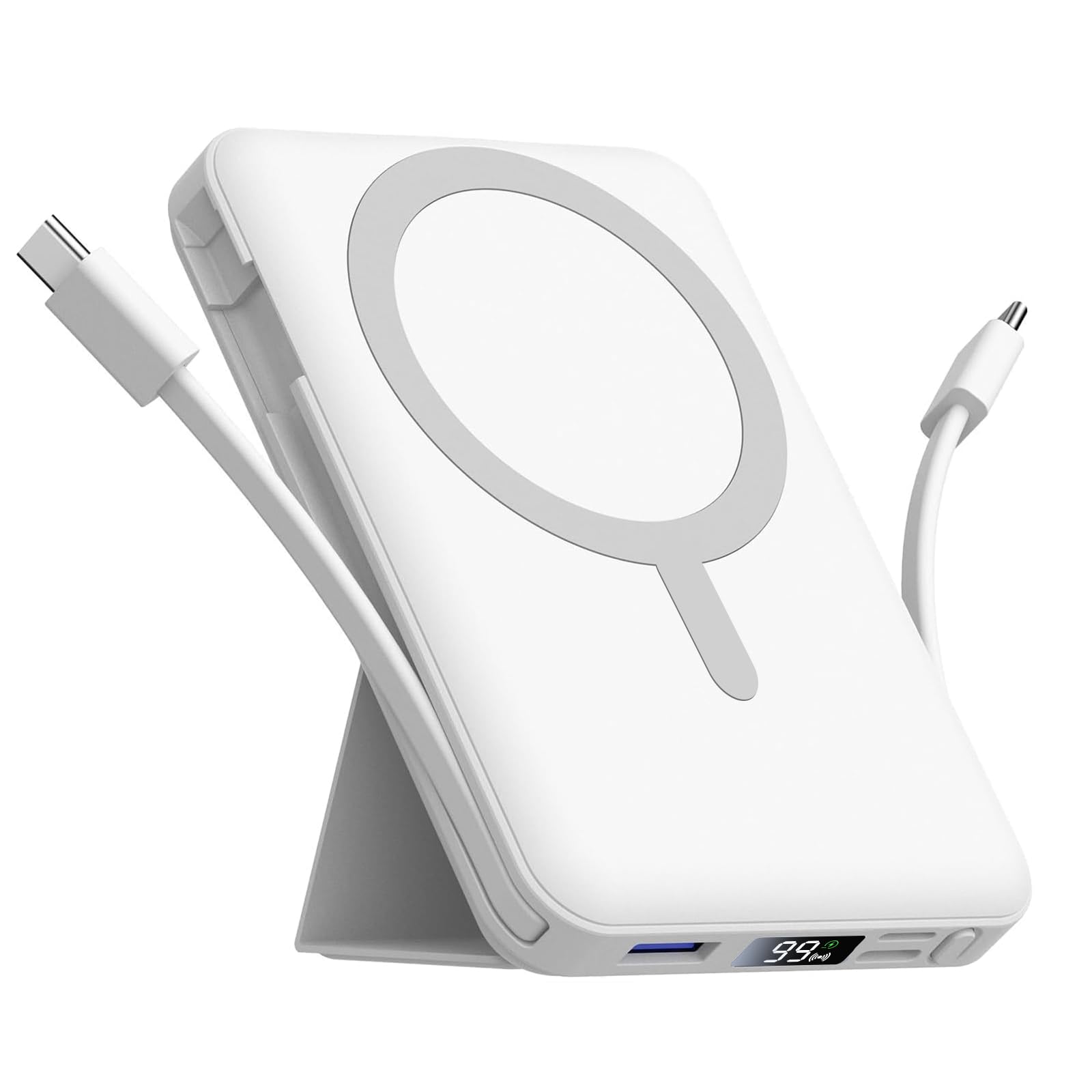 Azmuth for MagSafe Portable Charger, 10000mAh Magnetic Power Bank with 20W PD USB-C Fast Charging LED Display for MagSafe Battery Pack, Magnetic Travel Charger for iPhone 17/16/15/14/13/12 Series