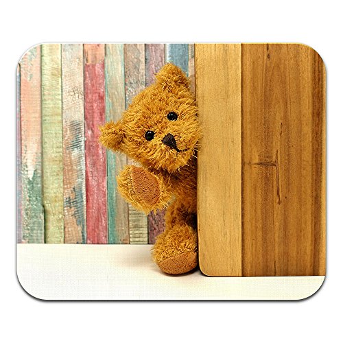 Tadnil Orange Teddy Bear Rainbow Wood Non-Slip Rectangle Mouse Pad For Home, Office And Gaming Desk