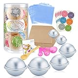 Caydo 176 Pieces DIY Bath Bomb Molds Set with Instructions Including 12 Pieces 3 Size DIY Metal Bath Bomb Molds, Spoons, Wrapping Papers, Shrink Wrap Bags for Crafting Your Own Fizzies