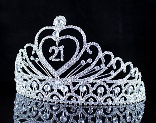 Janefashions 21-YEAR-OLD BIRTHDAY PARTY AUSTRIAN RHIESTONE TIARA CROWN HAIR COMBS T989 SILVER