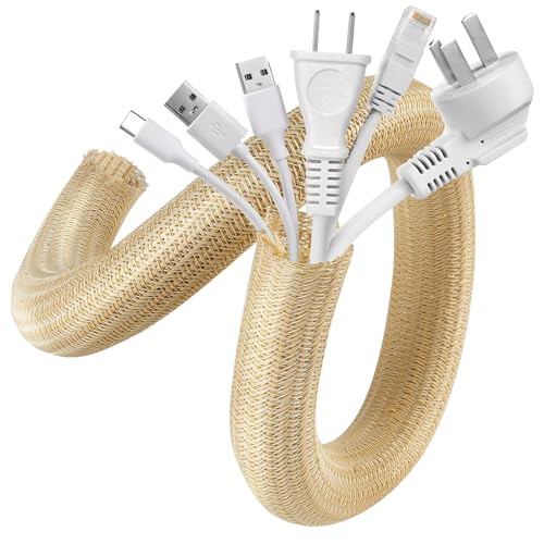 AGPTEK Kabelhülsenabdeckung, 2 Stück, 1,5 m – 3 cm, Kabel-Management-System für Schreibtisch, PC, TV, Computer, Projektor, Kabelschutz und Organisatio