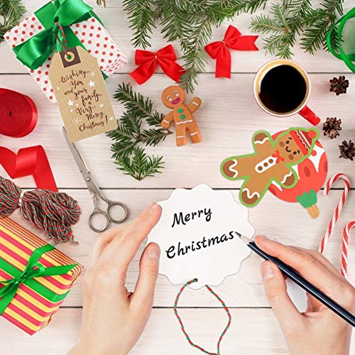 HAKACC 150 PCS Christmas Gift Tags,15 Different Pattern Designs with 30M Red and Green String for Christmas Present Tags, Christmas Party and Christmas Tree Decoration