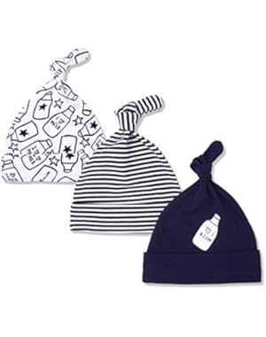 3 PCS Newborn Cotton Sleep Beanie Hat Adjustable Knot Hat for Unisex Baby