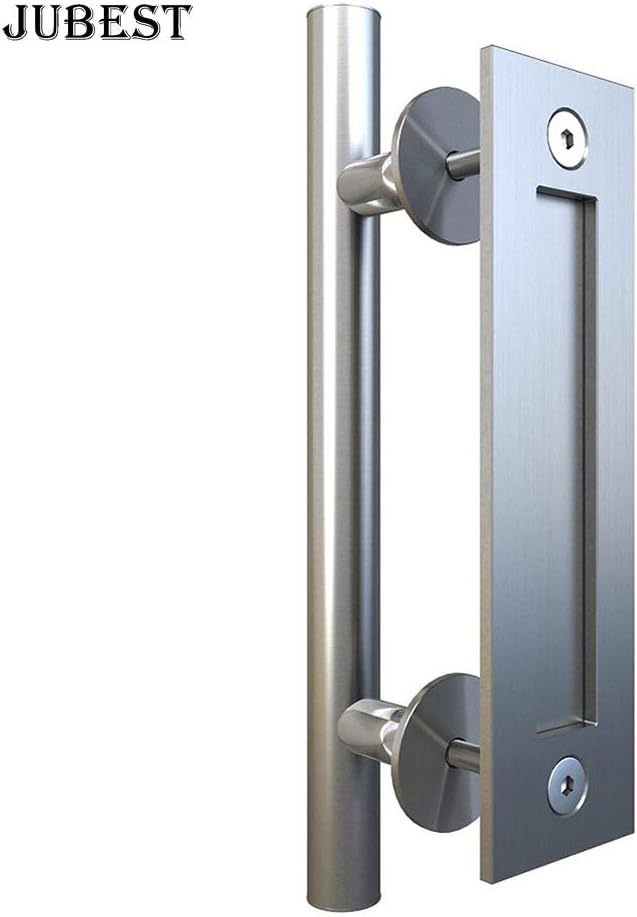 JUBEST 12" Round Heavy Duty Barn Door Pull Handle Stainless Steel Flush Large Sliding Door Handle