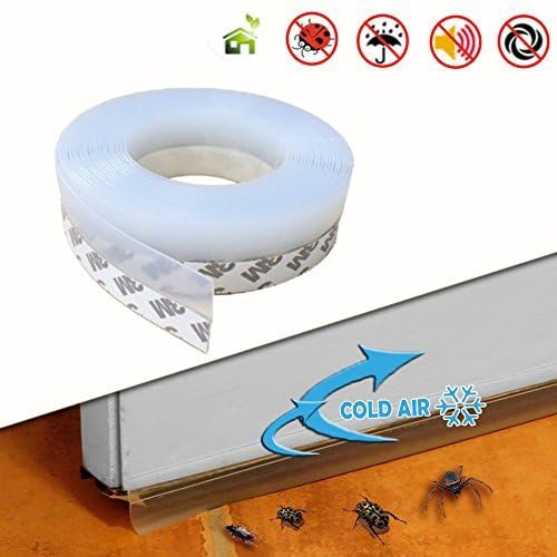 Sliding Under Door Sweep Weather Stripping Tape Tool Bottom Seal Draft Draught Excluder Stopper Self Adhesive for Windows Threshold Cracks and Gaps Weatherproof Silicone (Door Sweep, 35mm)