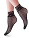 VERO MONTE 4 Pairs Women's Patterned Lace Fishnet Ankle Socks (Black) 41521