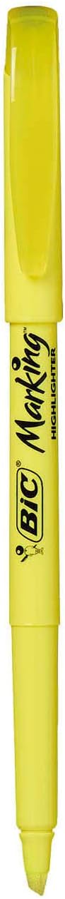 BIC Brite Liner Highlighter, Chisel Tip, Yellow, 12-Count, For Broad Highlighting or Fine Underlining : Yellow Markers : Office Products