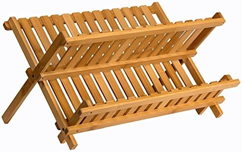 nwooden dish rack plate rack Collapsible Compact dish drying rack Bamboo dish drainer .100% Natural Bamboo 2 tier Dish Rack /Dish Drying Rack Kitchen Utensil Holder