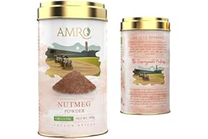 AMRO USDA Ceylon Nutmeg Powder-Organic (3.53 oz / 100 g in a Tin), USDA Certified, Non-GMO, Freshly ground nutmeg powder, Pure Ceylon Premium Quality
