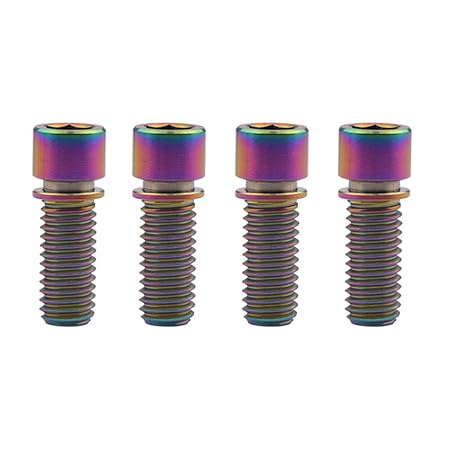 Yaruijia Titanschrauben M7 x 20 mm Säulendeckel Ti Schrauben mit Unterlegscheibe für Fahrradbremse, 4 Stück