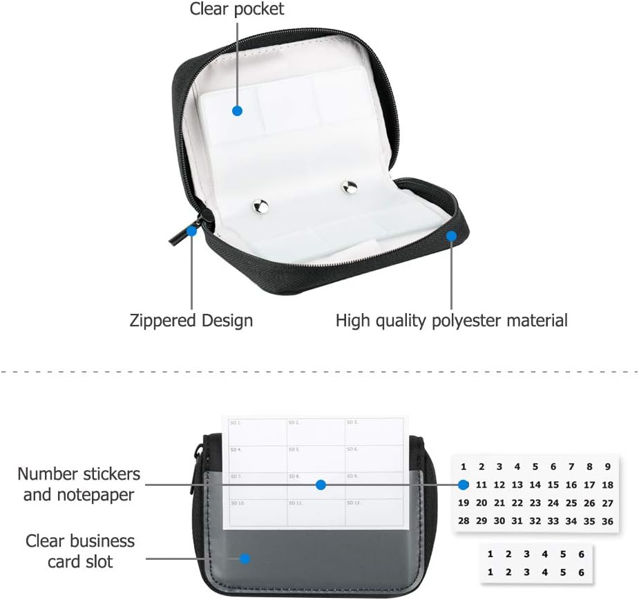 KIWIFOTOS 28 Slots Zippered Memory Card Carrying Case for 24 x SD/SDHC/SDHC cards + 4 x CF (Compact Flash) / XQD Cards - Image 4