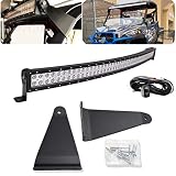 DaSen For Polaris Ranger 570/900/1000 Full Size 50" 288W High Power Curved LED Light Bar w/Pro-fit Cage Upper Roof Mounting Brackets & Wiring Kit