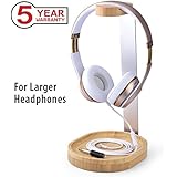 Avantree Universal Wooden &amp; Aluminum Headphone Stand Hanger with Cable Holder for Sony, Bose, Shure, Jabra, JBL, AKG, Gaming Headset and Earphone Display [2 Year Warranty]