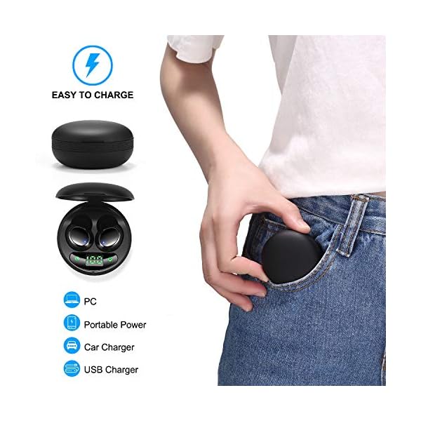 Wireless Headphones, lecover Wireless Earbuds Headphones with Mic, Mini Bluetooth 5.0 Headphones In Ear with Charging…