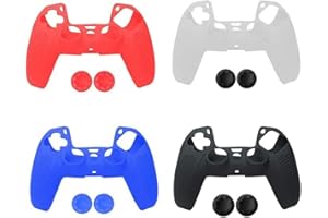 FEIYEN Silicone Skin Anti-Slip Protective Rubber Case Cover with Thumb Grips Stick Joystick Cap for Playstation 5 PS5 Controller Gamepad Game Protector Cover (Blue)